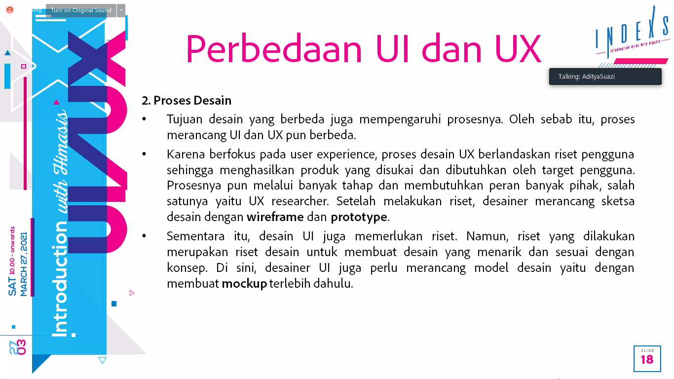 Pelatihan UI/UX ”INDEXS” 2021